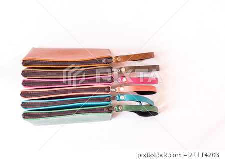 Close up color womens leather purse isolated on white Close up color womens leather purse isolated on white 21114203