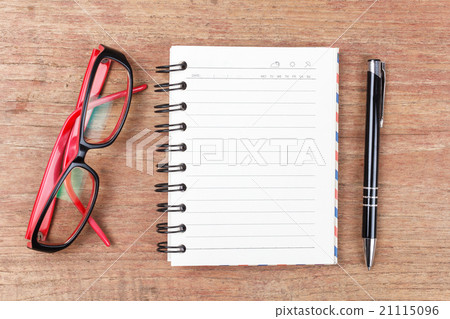 Blank open notebook with glasses, Business template mock up for Blank open notebook with glasses, Business template mock up for 21115096