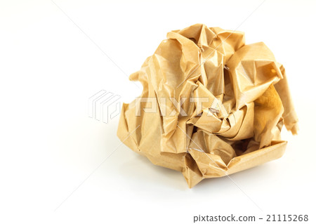 Brown crumpled paper isolated on white 21115268