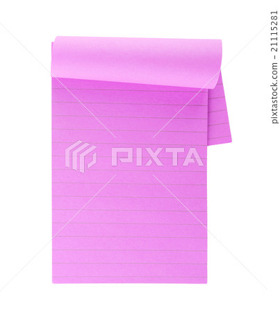 Pink lined note paper isolated on white background 21115281