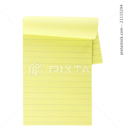 Yellow lined note paper isolated on white background Yellow lined note paper isolated on white background 21115294