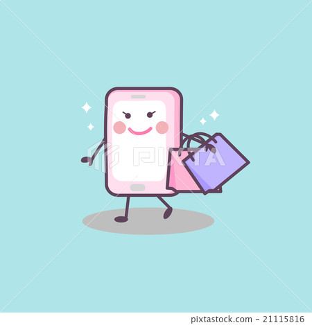 cute cartoon smartphone shopping 21115816
