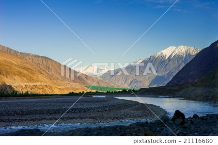 Himalayan landscape in Himalayas Mountain with riv Himalayan landscape in Himalayas Mountain with riv 21116680