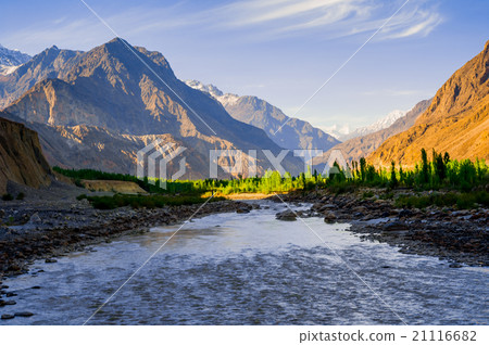 Himalayan landscape in Himalayas Mountain with riv 21116682