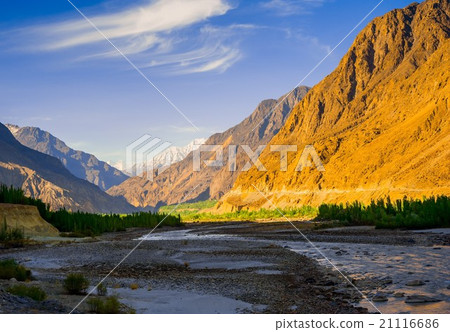 Himalayan landscape in Himalayas Mountain with riv Himalayan landscape in Himalayas Mountain with riv 21116686
