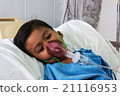 boy sick in inhaler mask for kid, the hopital 21116953