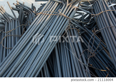 Steel rods or bars used to reinforce concrete. Steel rods or bars used to reinforce concrete. 21118004