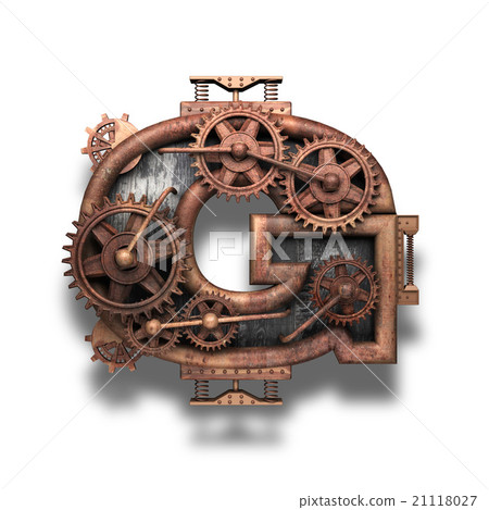 g rusted letter with gears on white - Stock Illustration [21118027] - PIXTA