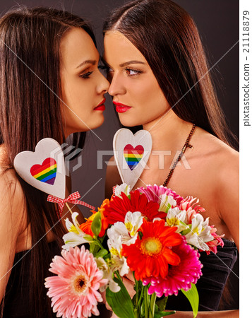Lesbian women with heard in erotic foreplay game Lesbian women with heard in erotic foreplay game 21118879