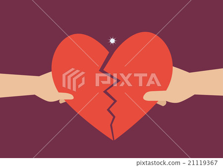 Hand of a man and woman tearing apart heart symbol 21119367
