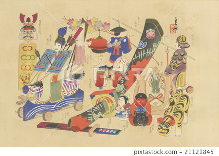 Antique illustration Kawasaki Muizumi (1877-1942) "Toy picture: May toy" 21121845