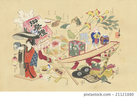 古董插圖川崎真美（1877-1942）“玩具圖片：六月玩具” 21121880