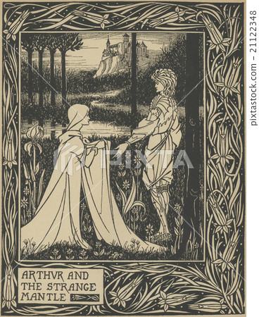 Antique illustration Aubrey Beardsley "The Death of King Arthur" (1893) 21122348