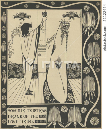 古董插圖奧布里比爾茲利“亞瑟王之死”(1893) 古董插圖奧布里比爾茲利“亞瑟王之死”(1893) 21122434