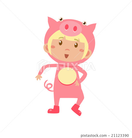 Child Wearing Costume of Piggy. Vector Child Wearing Costume of Piggy. Vector 21123390