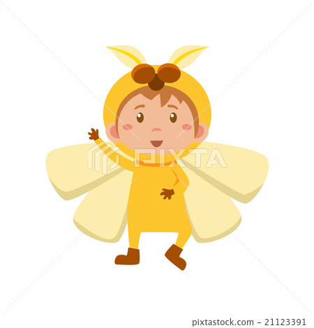 Child Wearing Costume of Yellow Butterfly. Vector Child Wearing Costume of Yellow Butterfly. Vector 21123391