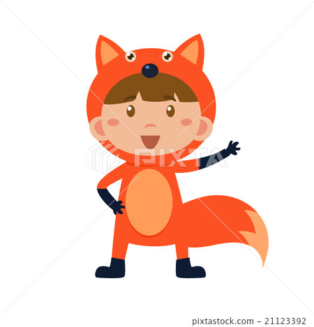 Child Wearing Costume of Fox. Vector Illustration Child Wearing Costume of Fox. Vector Illustration 21123392