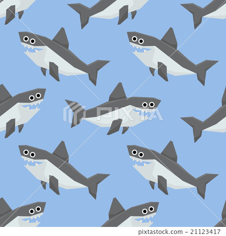 Cute Sharks Seamless Pattern 21123417