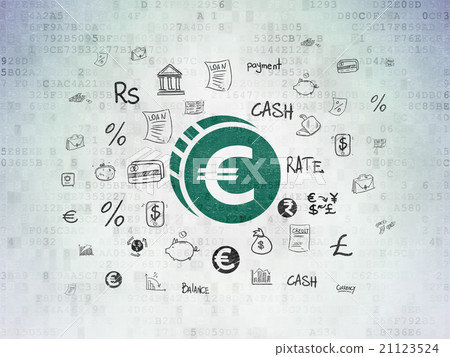 Money concept: Euro Coin on Digital Paper 21123524