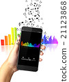 Hand holding smart phone with music notes 21123868