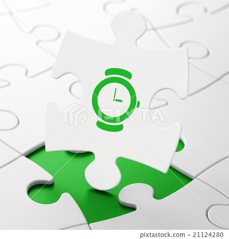 Timeline concept: Watch on puzzle background Timeline concept: Watch on puzzle background 21124280