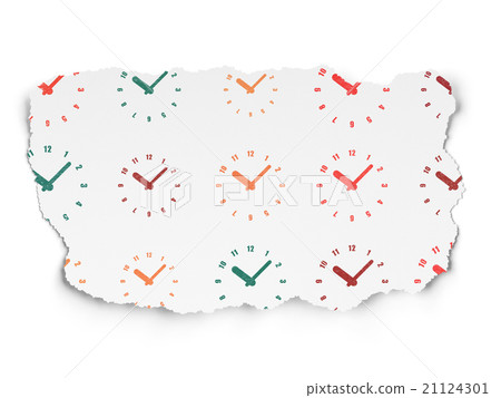 Time concept: Clock icons on Torn Paper background Time concept: Clock icons on Torn Paper background 21124301