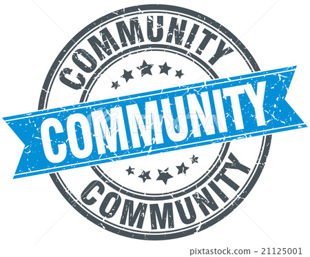 community blue round grunge vintage ribbon stamp - Stock Illustration ...