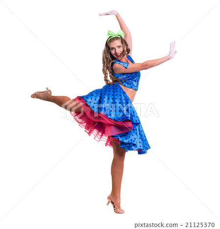 Disco dancer jumping against isolated white Disco dancer jumping against isolated white 21125370