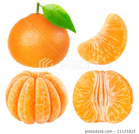 Collection of isolated tangerine pieces Collection of isolated tangerine pieces 21125825