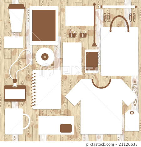 Identity set on wooden background Identity set on wooden background 21126635