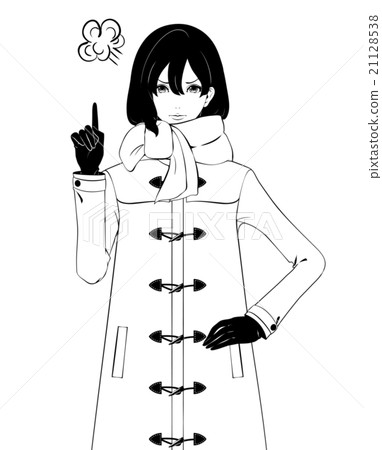 女性站立的手指/粗呢外套/注意 女性站立的手指/粗呢外套/注意 21128538