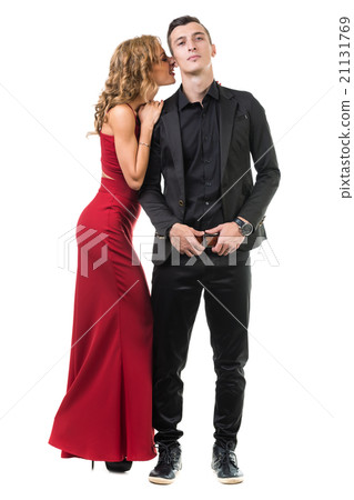 Young elegant couple dancing, isolated on white 21131769