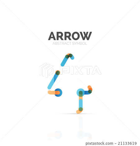 Linear arrow abstract logo, connected multicolored Linear arrow abstract logo, connected multicolored 21133619
