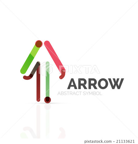 Linear arrow abstract logo, connected multicolored Linear arrow abstract logo, connected multicolored 21133621
