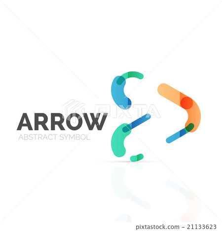 Linear arrow abstract logo, connected multicolored Linear arrow abstract logo, connected multicolored 21133623