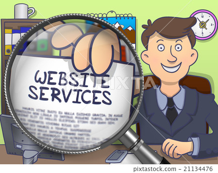 Website Services through Magnifying Glass. Doodle 21134476