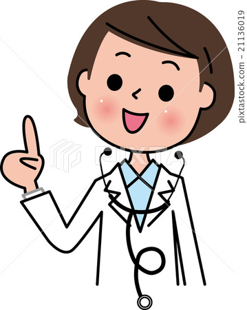 Female Doctor Doctor Finger pointing with a smile 21136019