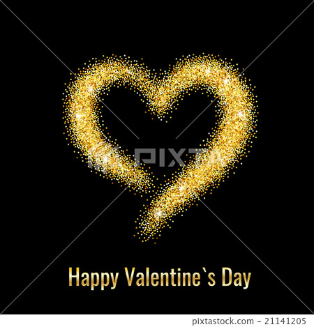 Valentines Day Greeting Card Gold Glitter Heart - Stock Illustration ...