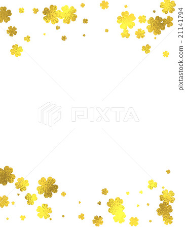 Gold glittering foil flowers on white background - Stock Illustration ...