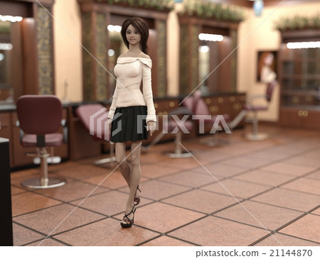 美容院女性模型perming3DCG例證材料 21144870