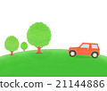 Tree of the hill and red jeep 21144886