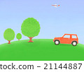 Tree of the hill and red jeep 21144887