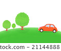 Tree of a hill and a red car 21144888