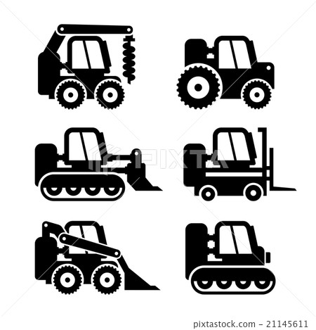 Bobcat Machine Icons Set. Vector 21145611
