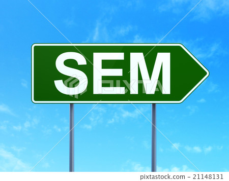 Marketing concept: SEM on road sign background 21148131