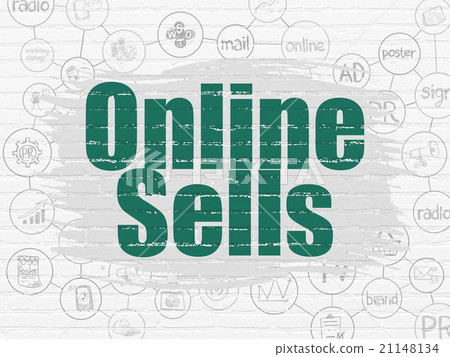 Marketing concept: Online Sells on wall background Marketing concept: Online Sells on wall background 21148134