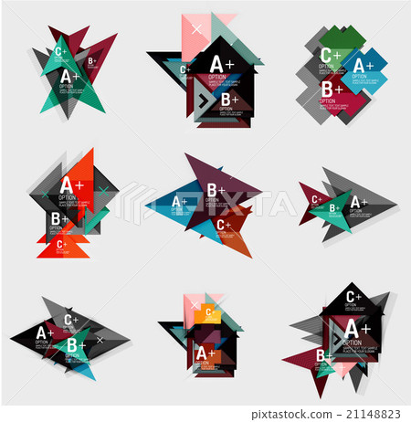 Set of paper design style geometrical banners with 21148823