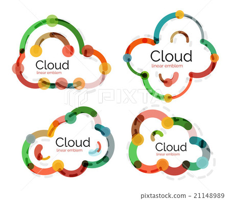 Set of flat linear design cloud logos 21148989