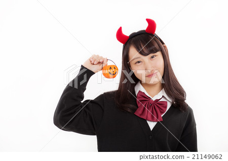 Cute girls with Halloween pumpkin dolls 21149062