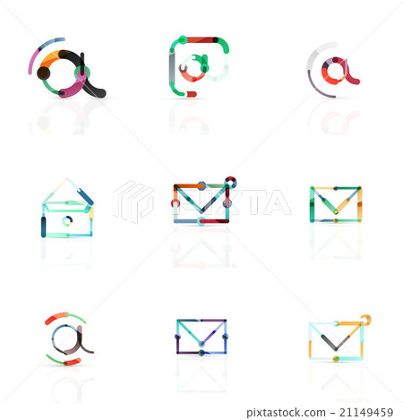 Vector email business symbols or at signs logo set - Stock Illustration ...